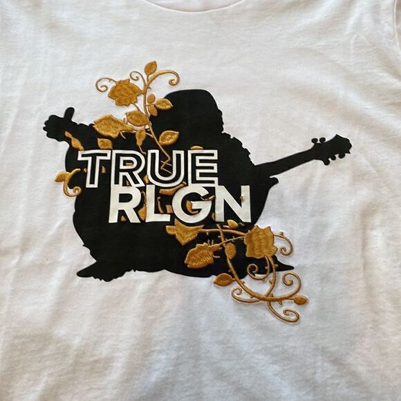 True Religion NWT white vines crew neck t-shirt large - Picture 2 of 6